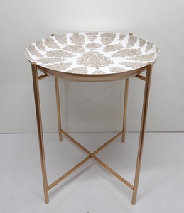 Impresionante calcomanía de mesa lateral de forma redonda de Metal de hierro con acabado esmaltado para sala de estar muebles decorativos mesa de centro hecha a mano - Product Image 2