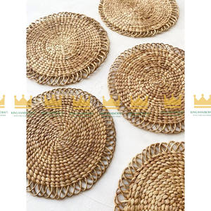 Manteles individuales bohemios de flores naturales hechos a mano redondos para mesa de comedor, manteles individuales de mimbre de jacinto de agua, manteles individuales de paja - Product Image 3