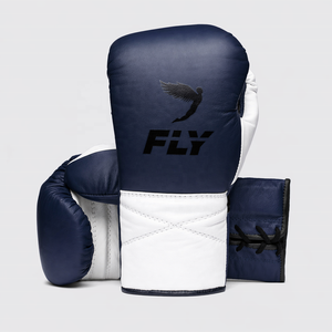 Your Own Logo Printed Customized Fly Blue/White Customized Boxing Sparring Lace Up <b>Gloves</b> Professional Punching Fighting <b>Gloves</b> - Product Image 1