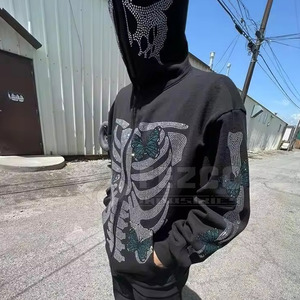 Invierno Poliéster/Mezcla de algodón Fleece Rhinestone Pullover Sudaderas con bolsillo Transpirable para hombres - Product Image 5
