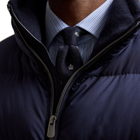 Veste matelassée Emerson 750 Fill Power, isolée, résistante à l'eau, manteau d'extérieur de luxe, vêtement d'hiver classique, garniture en cuir bleu marine