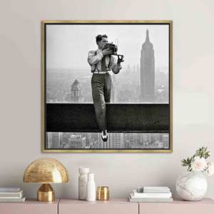 Charles C. Ebbets 'Lunchtime Atop a Skyscraper' Printed Canvas Art,Gold <b>Framed</b> - Product Image 1