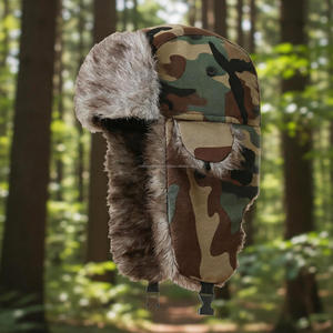 Casquette de chasseur avec protège-oreilles, camouflage, fausse fourrure, couvre-chef tactique d'hiver réglable pour la chasse, la randonnée et le camping en plein air - Product Image 3