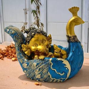 Estatua de Resina de Ganesh Ji, Hecha a Mano, Pintada a Mano, Decoración Religiosa Tradicional para el Hogar o Bodas, Sentado en el Pato - Product Image 2