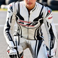 Traje de cuero de motocicleta de dos piezas personalizado para niños, tamaño y ajuste a medida, colores, posicionamiento de armadura, logotipos y parches personalizados
