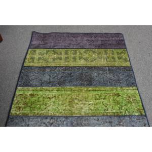 Tapis moderne vert bleu large 2.5x4.6 pieds Style turc Patchwork Design laine de viscose pour entrée couloir chambre d'adolescent - Product Image 4
