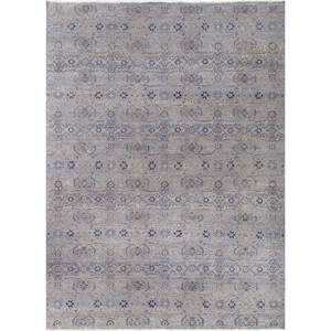 Alfombra de Lana Anudada a Mano Erbe, Diseño Abstracto con Medallón Azul, Estilo Transicional, Rectangular 8x10, Garantía de 24 Meses para Sala de Estar - Product Image 1