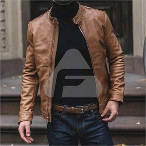 Chaqueta de Cuero para Hombre, Estilo Casual, Corte Ajustado, Cuello Alto, con Cierre, Características Antibacterianas y Transpirables para el Invierno de 2023 - Product Image 5