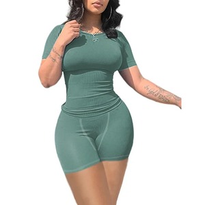 Ensemble d'été pour femmes New Custom Slim Fit Shorts Shirt Premium 100% Cotton Breathable Women's Sets 2026 - Product Image 1