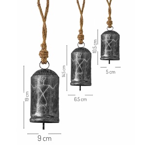 Attractive Metal Vintage Cow Bells Cluster Handmade Antique <b>Silver</b> Jute Rope Hanging Bell Decorative Lucky Cow Bells - Product Image 4