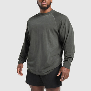 Camiseta informal de manga larga con cuello redondo para hombre al por mayor, camiseta de entrenamiento y ropa de calle de algodón de primera calidad - Product Image 5