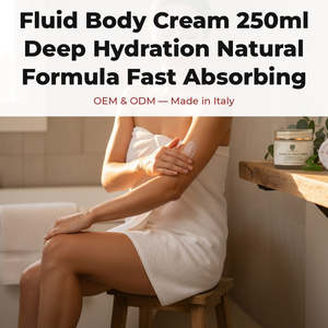 Crème corporelle hydratante intense 250 ml, absorption rapide, formule naturelle, beurre de karité, blanchissant, OEM, marque privée, Italie, RedMoringa - Product Image 2