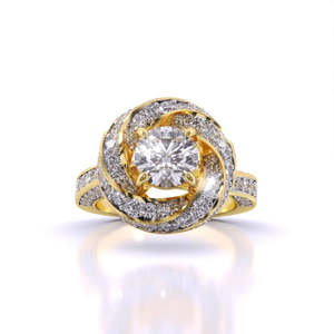 Anillo solitario de diamante de corte redondo de lujo de 1.00 quilates, color F, claridad VS, diamante cultivado en laboratorio en oro de 14 quilates para regalo de aniversario nupcial. - Product Image 1
