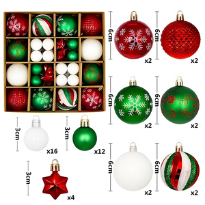 Set di 44 Palline di Natale di Lusso, Ornamenti in Plastica di Alta Qualità da 8 cm con Finitura Simil-Cristallo, Dettagli Artigianali, Confezionati in Scatole - Product Image 1