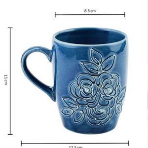 Taza de cerámica azul Juego de servidor de ensalada de madera y resina más vendidos y utensilios Artículos hechos a mano - Product Image 3