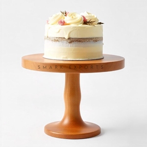 Base Redonda Hecha a Mano para Tartas, Soporte de Madera Sostenible, Exhibición Rústica de Postres, Bodas, Cumpleaños, Decoración de Mesa - Product Image 1