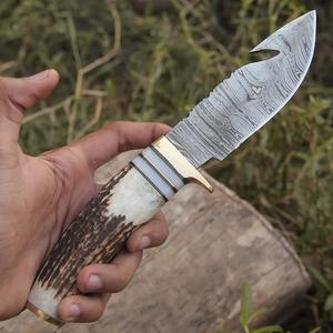 Nuevo Cuchillo de Caza Damasco Hecho a Mano con Mango de Asta de Ciervo y Funda de Cuero Estilo Vaquero - Product Image 4