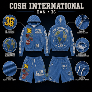 เยส เซอร์ ฟลีซ สตรีทแวร์ ผู้ผลิตจากปากีสถาน ชุดเสื้อฮู้ดดี้และกางเกงขาสั้น พร้อมงานปัก พิมพ์ลาย และฟอกสีแบบแอซิดวอช - Product Image 4
