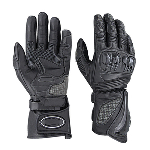 OEM Logo Low Price Wholesale Motorbike Gloves Motorcycle Gloves Perforated Cow Leather <b>Rubber</b> Padding Fingers - Product Image 2