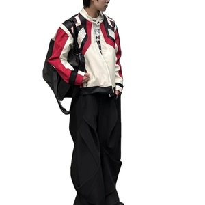 Veste bomber en cuir véritable pour homme, course automobile, hiver, rue, haute rue, imperméable, respirante, fermeture éclair, coupe-vent pour moto - Product Image 1