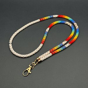 Cordón con cuentas de semillas de colores vibrantes 18 pulgadas con etiqueta de logotipo Cordón indio hecho a mano con costura de cuentas de semillas - Product Image 6