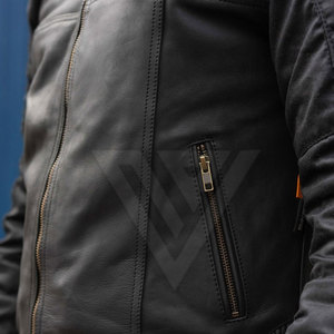 Veste en cuir PU moderne pour homme, coupe ajustée décontractée, veste de motard, vêtement d'extérieur d'hiver, col montant classique, style vintage, coupe-vent - Product Image 6