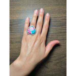 Anillo Dane Skeets de Algodón Dulce y Plata de Ley con Turquesa Engastada en Bisel, Talla 5.75, Ideal para Regalo - Product Image 5
