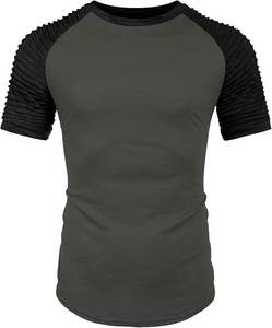Plus Size Men's Contrast <b>Raglan</b> Sleeve T Shirt O Neck Knitted Short Sleeve Tee Casual Streetwear - Product Image 1