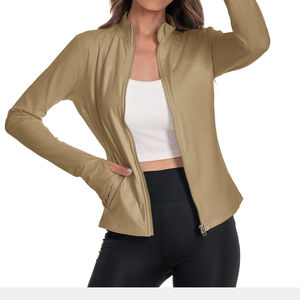 Pantalon de sport de qualité supérieure pour femme, imprimé, avec fermeture éclair, pour la course, l'entraînement, le yoga, séchage rapide, haut de sport à manches longues pour la gym - Product Image 4