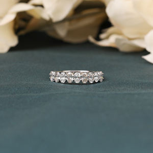 925 argent Sterling or unisexe bande de mariage sans conflit mariée diamant bande demi-éternité ovale coupe laboratoire cultivé bande - Product Image 1