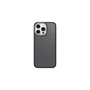 Étui de protection anti-traces de doigts en fibre de carbone compatible MagSafe pour iPhone 14 Pro Max 13 Pro - Gris élégant - Product Image 1
