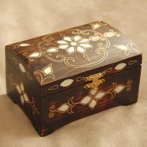 Boîte à bijoux de luxe incrustée de nacre, faite à la main |   Boîte de rangement en bois pour bijoux, cadeau pour femme - Product Image 1