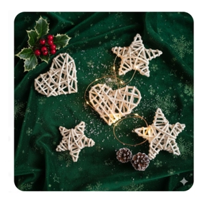 Ornements de cloche en rotin décoratifs, décoration de Noël écologique artisanale - Product Image 4