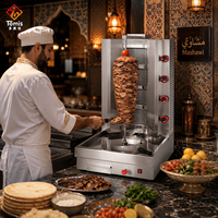 Machine à shawarma au gaz naturel GPL, 4 brûleurs, acier inoxydable, pour restaurant, hôtel, restauration