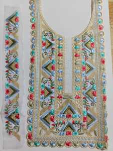 Applique florale brodée élégante pour col de chemise, idéale pour les kurtis ethniques et les vêtements nationaux – Fournisseur de textiles - Product Image 2