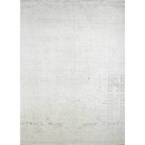 Tapis en laine noué à la main vintage ivoire Pae-558, design floral classique rectangulaire pour la décoration de la maison et du salon - Product Image 1