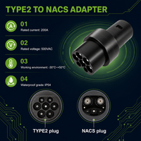 Adaptateur de charge EV DC Type 2 vers NACS 150A 500V IP54 à contacts argentés, vente en gros, direct usine pour l'alimentation des flottes