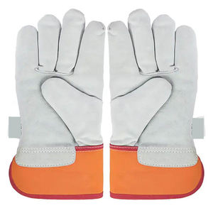 Guantes de cuero de vaca para soldar, guantes de trabajo de protección de seguridad laboral de estilo corto negro, venta al por mayor, doble palma - Product Image 4