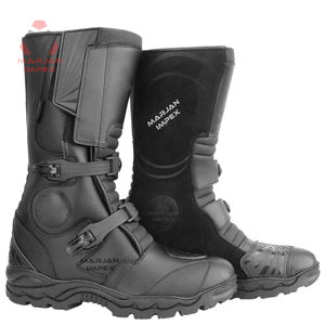 Touring Motorcycle Adventure <b>Waterproof</b> <b>Boots</b> for Men <b>Women</b> Real Leather Construction Durable Rubber Sole - Product Image 1