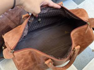 Nouveau sac à bagages de voyage unisexe de grande capacité en cuir Crunch tendance avec sangle réglable et fermeture à glissière - Product Image 6