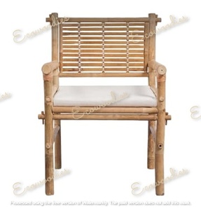 Chaise de salle à manger en rotin de bambou au design moderne avec accoudoir pour hôtels parcs cours villas camping pour le salon - Product Image 6