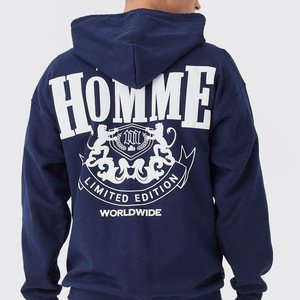 Sweat-shirt à capuche zippé pour homme, imprimé numérique intégral, épaules tombantes, style streetwear, vente chaude - Product Image 5
