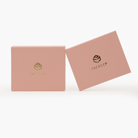 Palette de fards à paupières scintillants personnalisée recyclable, emballage en carton texturé carré rose, boîtier fixe, matériaux recyclés magnétiques