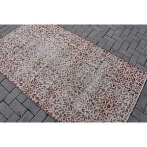 Alfombra Turca Vintage, Alfombra Decorativa de 3.7x6.4 pies (112x194 cm), Alfombra de Lana Beige con Diseño de Camuflaje - Product Image 4