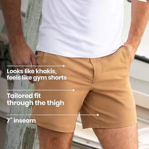 <b>Mens</b> Khaki <b>Shorts</b> Casual <b>Slim</b> <b>Fit</b> Stretch <b>Shorts</b> with Built in Liner for Comfort Regular Length 7 Inseam - Product Image 6