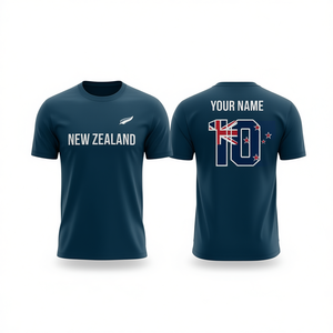 Set di Maglie da Calcio Ispirate alla Nuova Zelanda con Nome e Numero Personalizzabili, Maglie Blu Navy per Tifosi - Accessori Personalizzabili - Product Image 2