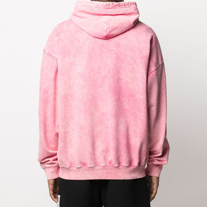 เสื้อฮู้ดสำหรับทุกเพศเสื้อแบบมีเชือกรูดหนาผ้าฝ้ายสี100% แนวสตรีทแวร์เสื้อมีฮู้ดสำหรับแนวสตรีทแวร์สีชมพู - Product Image 3