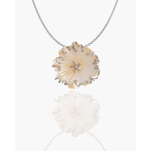 จี้รูปดอกไม้ชุบทองคำขาว 14k ประดับเพชรซิคอนและเพชรสำหรับงานหมั้น - Product Image 2