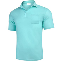 Camisas de Golf de Manga Corta con Estampado Sólido, Transpirables, Tallas Grandes, con Bolsillo en el Pecho, Ligeras, de Poliéster/Algodón, con Cuello