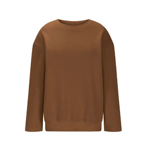Sudadera con capucha de algodón de doble cara ecológica para mujer, jersey con cuello y hombros caídos, logotipo impreso frontal transpirable para invierno - Product Image 5
